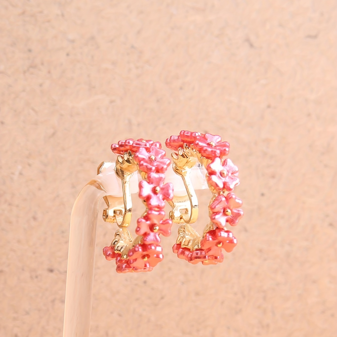 Floral Designed Round Ear Clips for Women